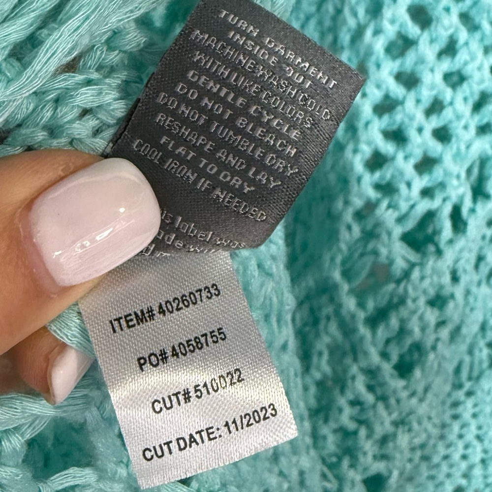 Torrid Crochet Knit Fringe Coverup Dress Size 1X Mint Blue Beach Boho Vacation - Picture 11 of 14